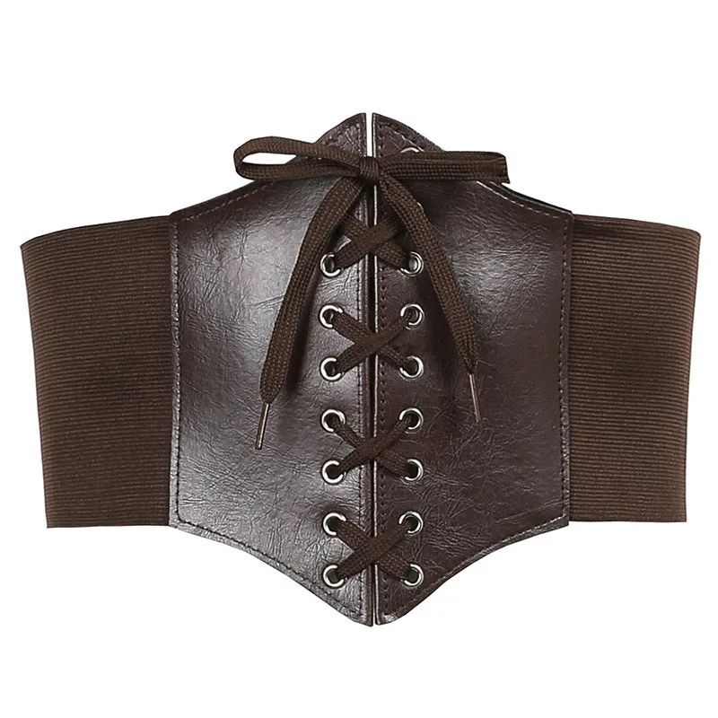 RETRO PU CROSS-LACE ELASTIC BELT Corset UB2440