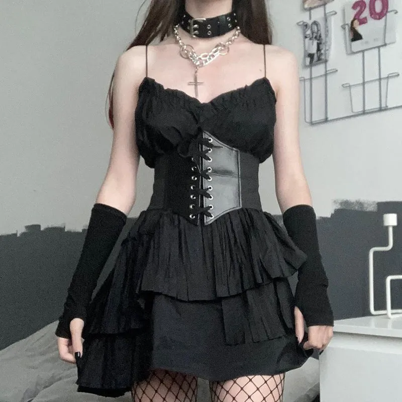 RETRO PU CROSS-LACE ELASTIC BELT Corset UB2440