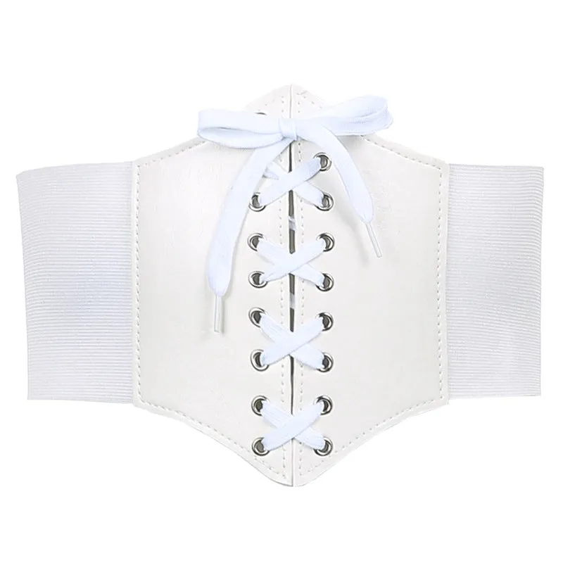 RETRO PU CROSS-LACE ELASTIC BELT Corset UB2440