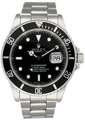 Rolex Oyster Perpetual Submariner Date 16610 Men's Watch Box & Papers