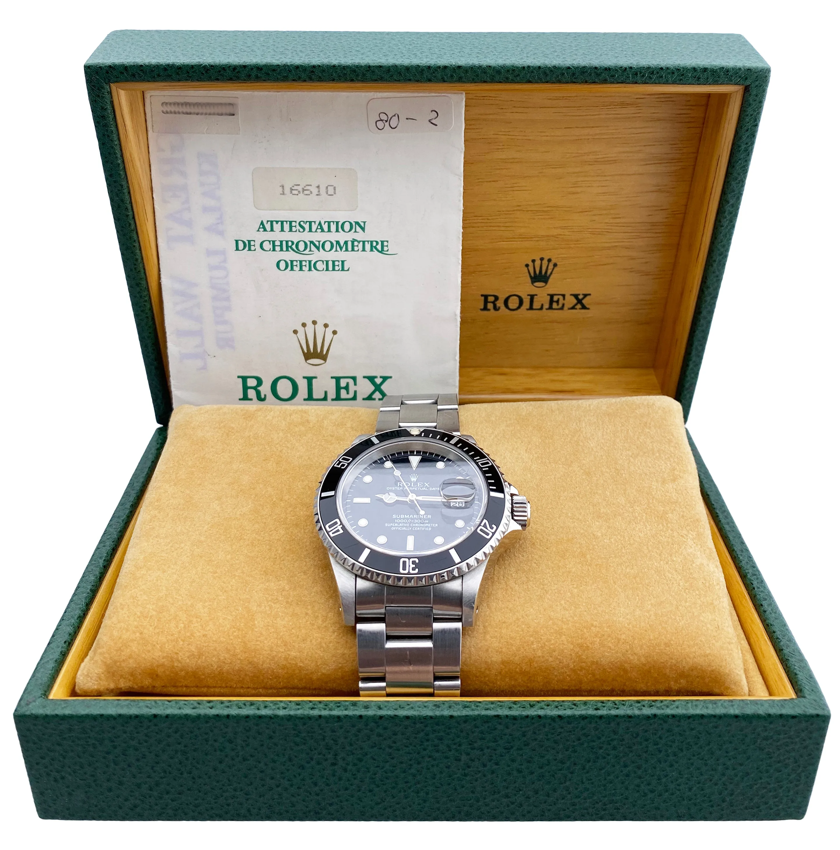 Rolex Oyster Perpetual Submariner Date 16610 Men's Watch Box & Papers