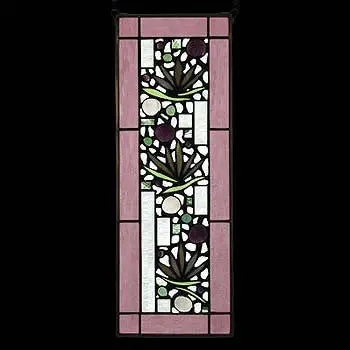 Rose Border Floral Stained Glass Window Panel-1 by Edel Byrne