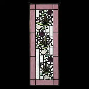 Rose Border Floral Stained Glass Window Panel-1 by Edel Byrne