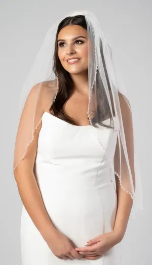 Roycebridal Kennedy Blue Emily Beaded Crystal Edge Veil
