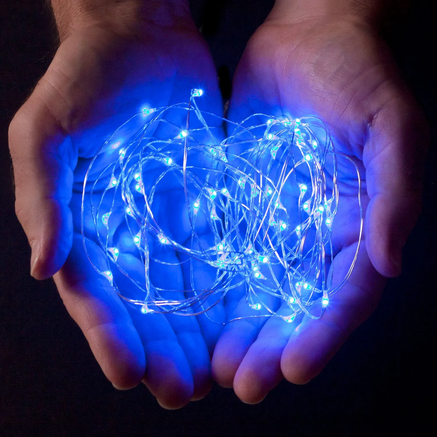 RTGS 30 Blue Color LED String Lights Batteries Operated on 9.5 Feet Silver Color Wire with Timer
