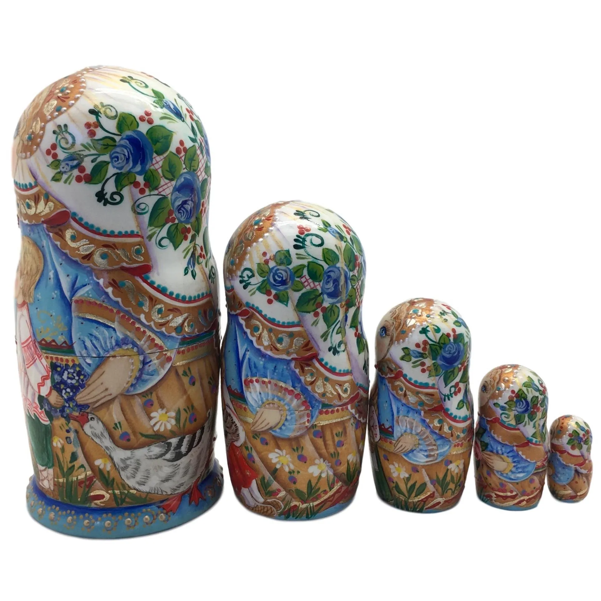 Russian Matryoshka “ Couple in love” wedding set of 5 dolls