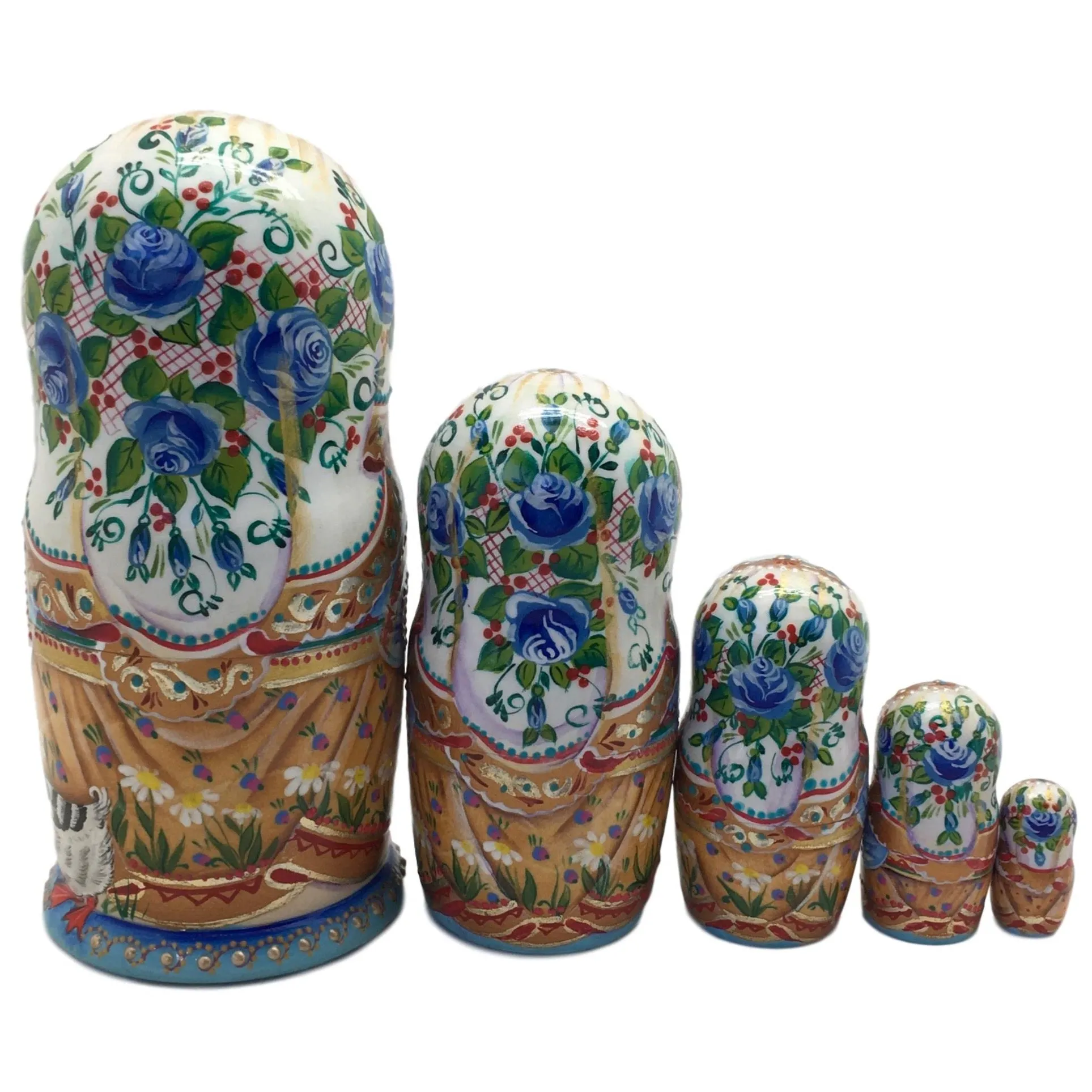 Russian Matryoshka “ Couple in love” wedding set of 5 dolls