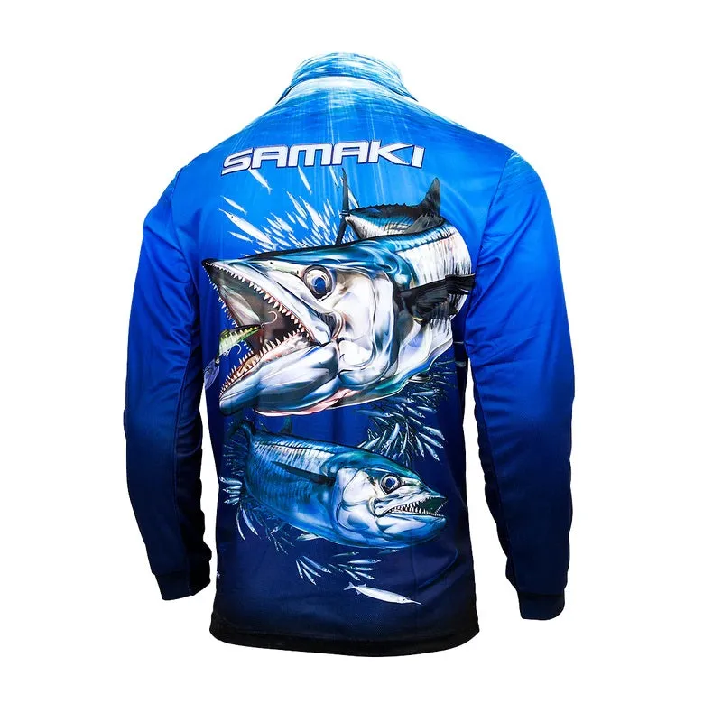 Samaki Spanish Mackerel Long Sleeve Fishing Jersey Shirt - Kids