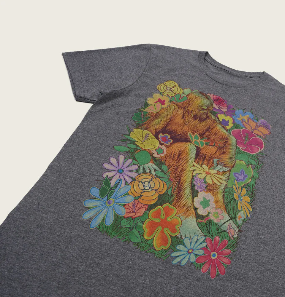 Sasquatch and flowers Unisex T-shirt