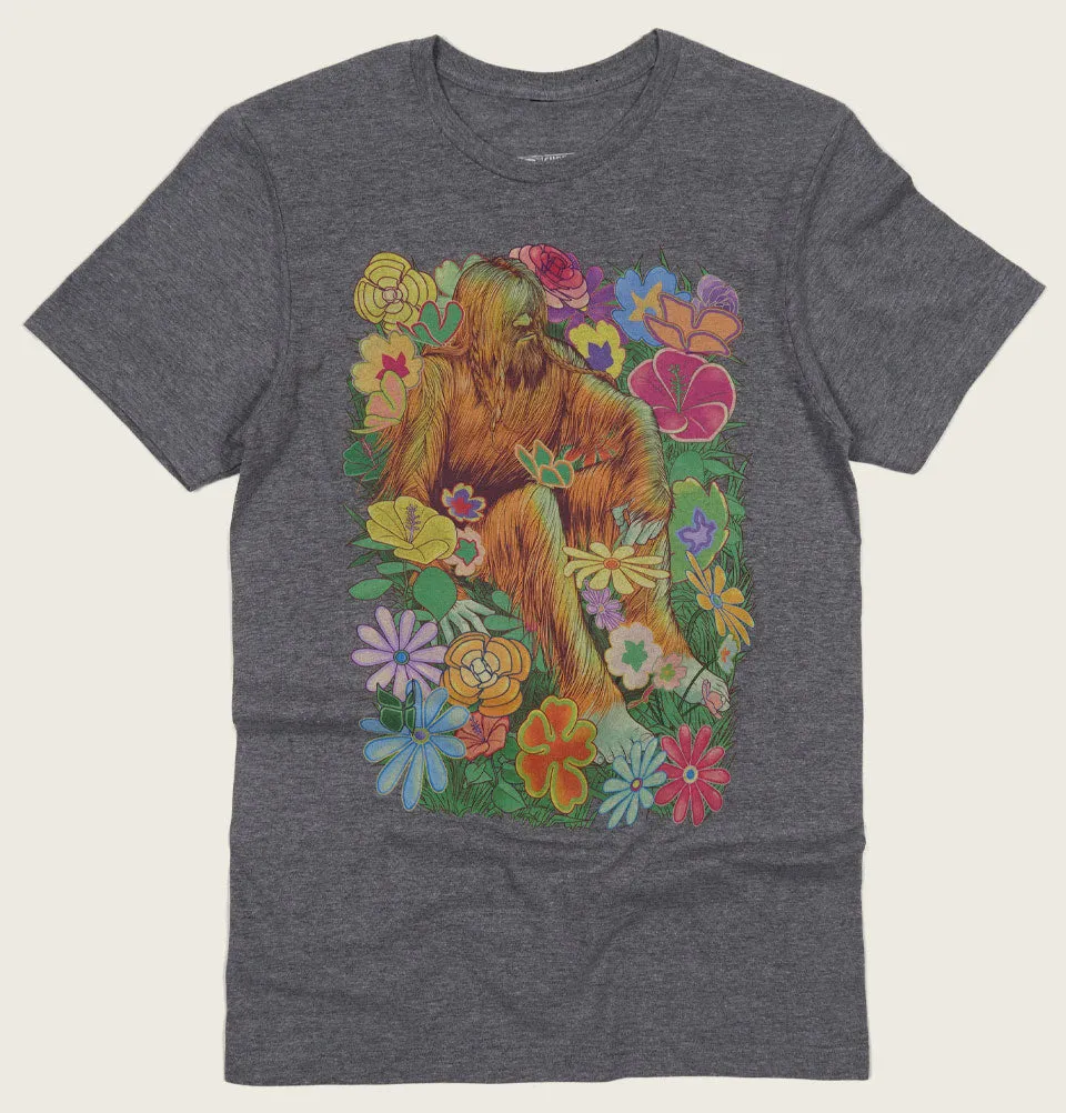 Sasquatch and flowers Unisex T-shirt