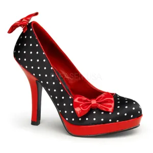 SECRET-12  Black Satin-Red Patent (Polka Dots Print)