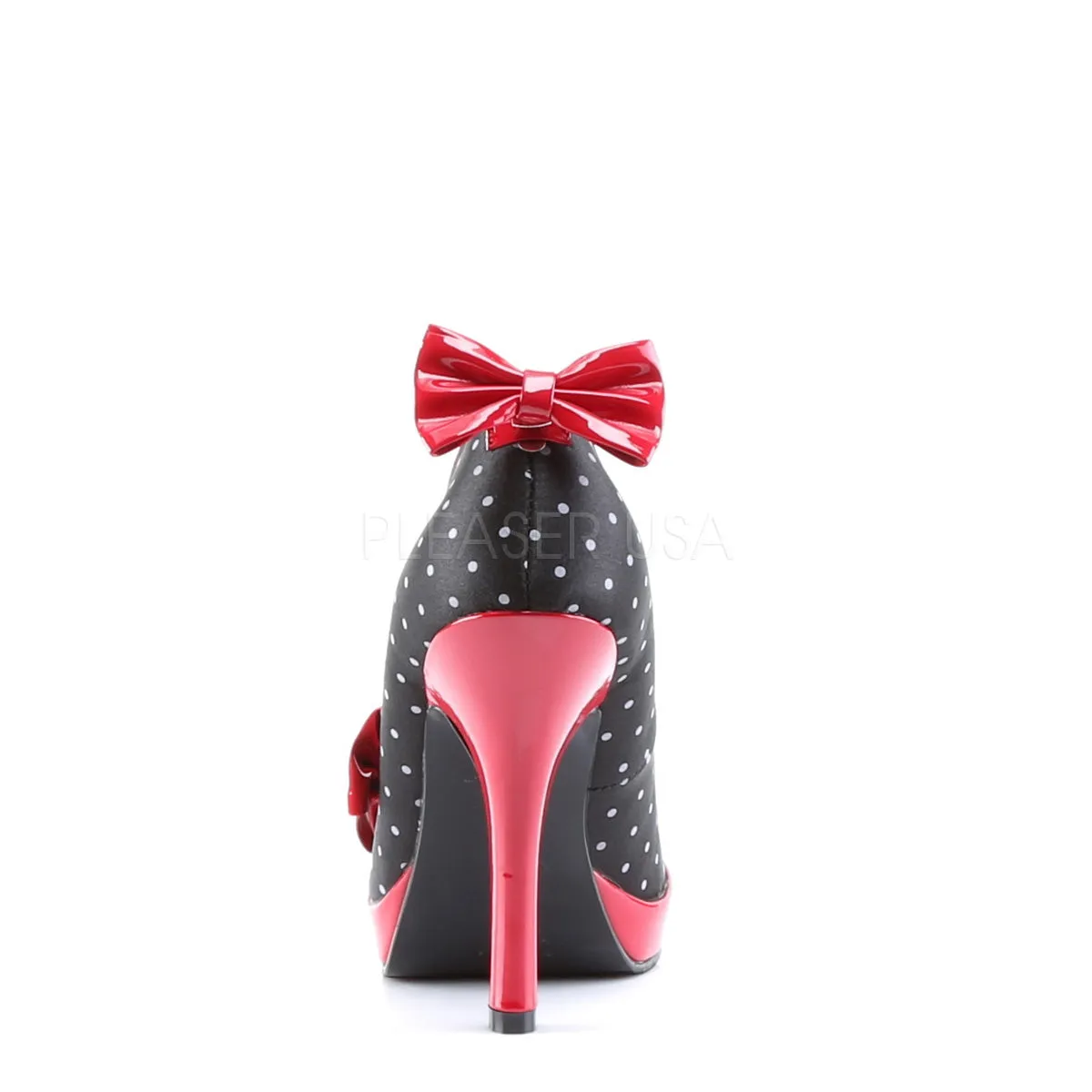 SECRET-12  Black Satin-Red Patent (Polka Dots Print)