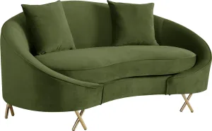 Serpentine Olive Velvet Loveseat