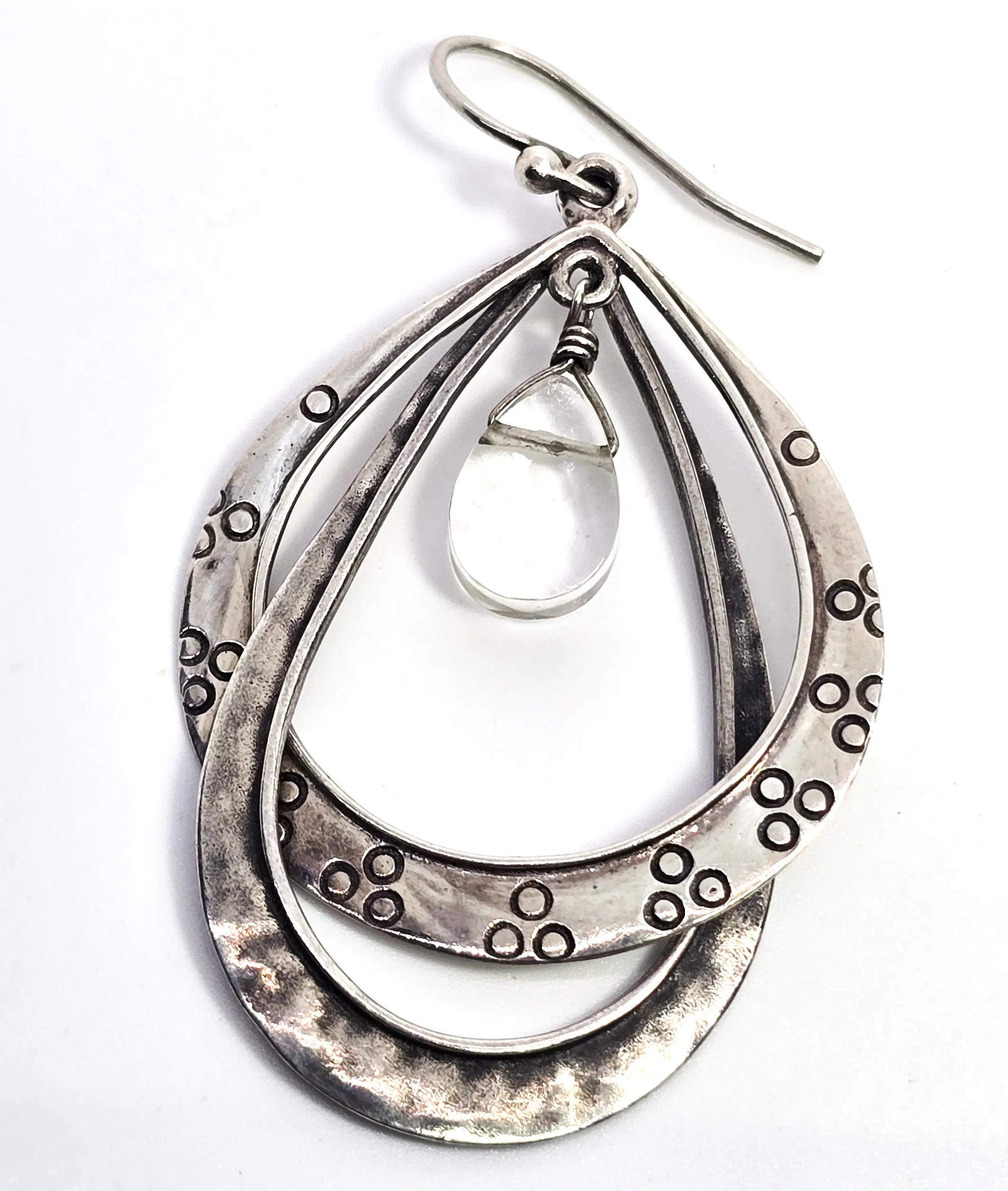 Silpada Silver & Glass Drop hoop sterling silver Earrings W1681 Retired 2011