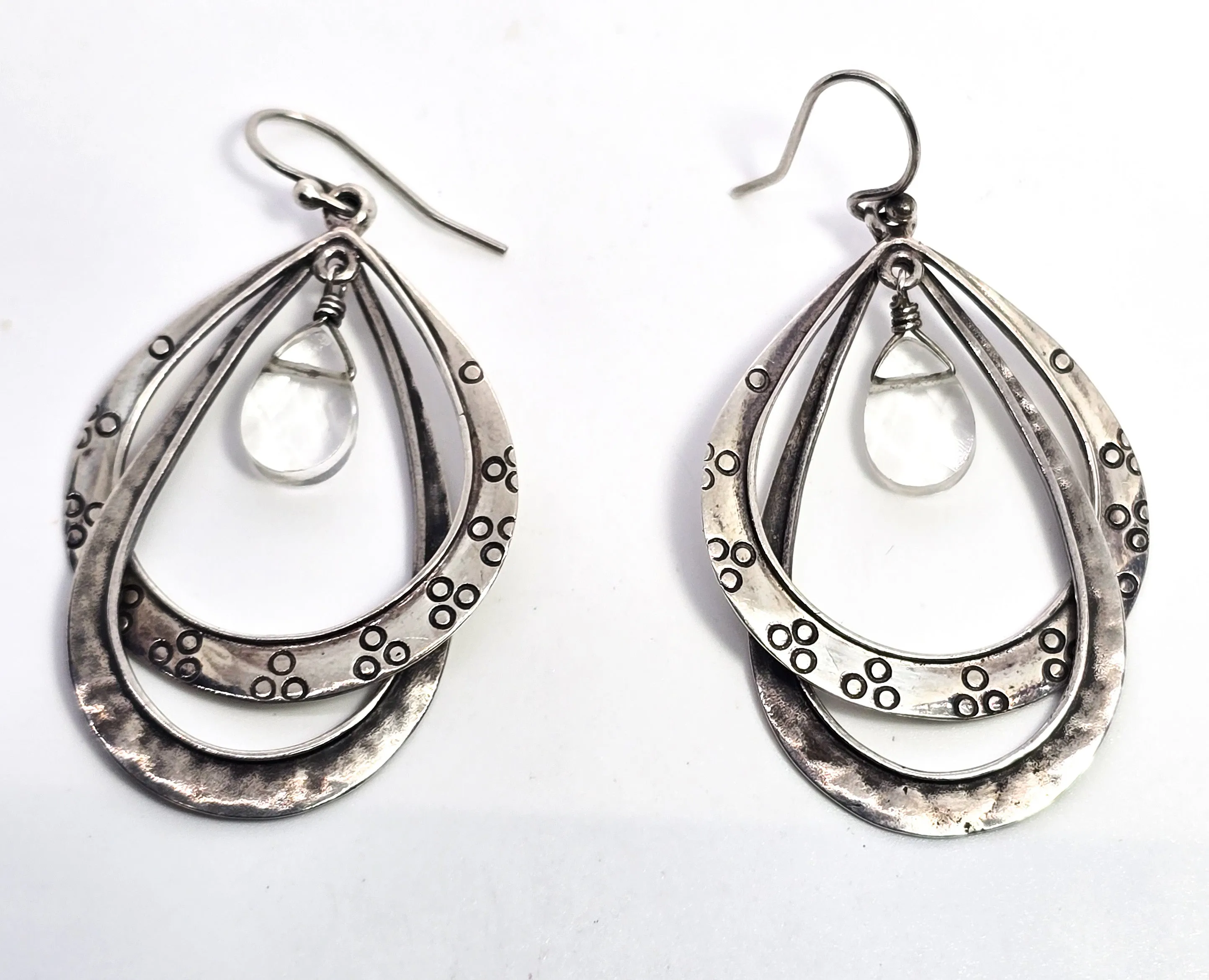Silpada Silver & Glass Drop hoop sterling silver Earrings W1681 Retired 2011