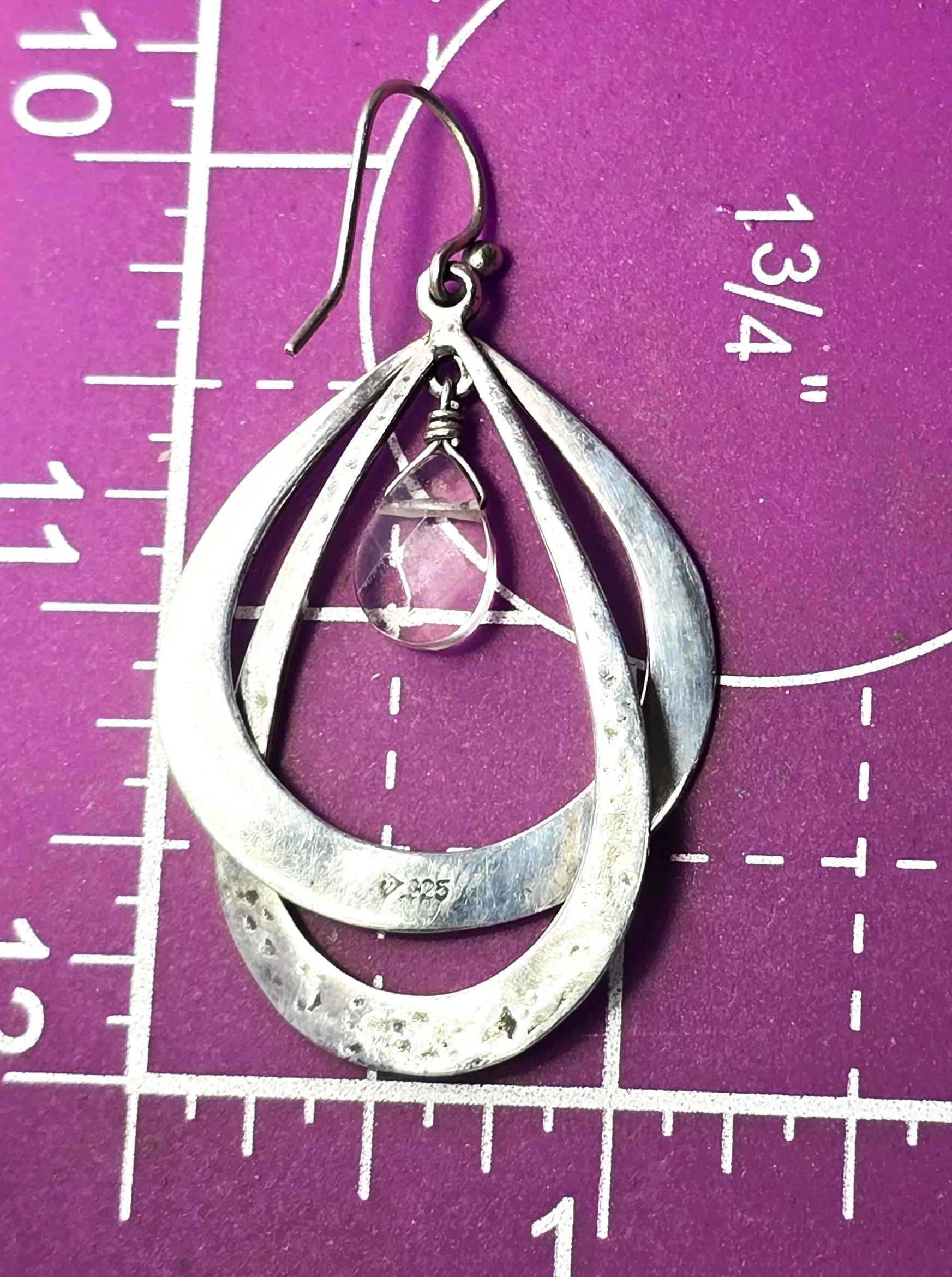 Silpada Silver & Glass Drop hoop sterling silver Earrings W1681 Retired 2011