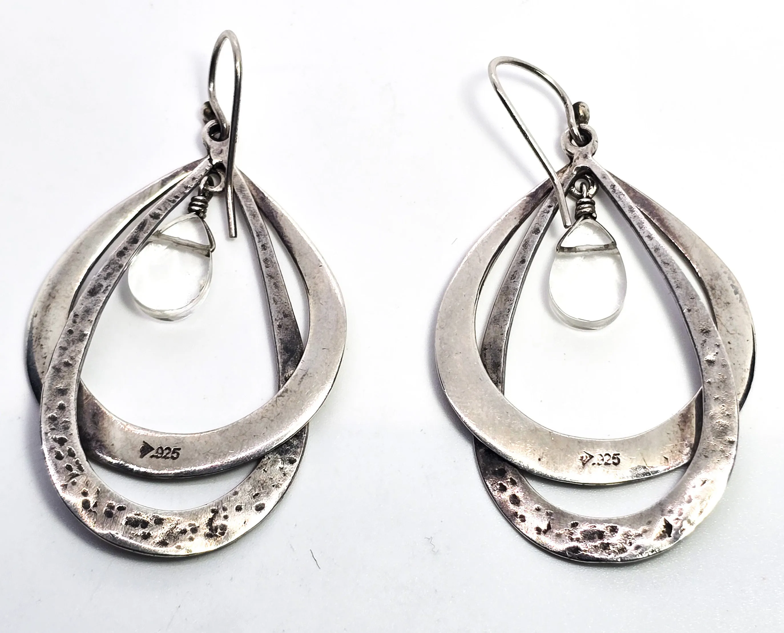 Silpada Silver & Glass Drop hoop sterling silver Earrings W1681 Retired 2011