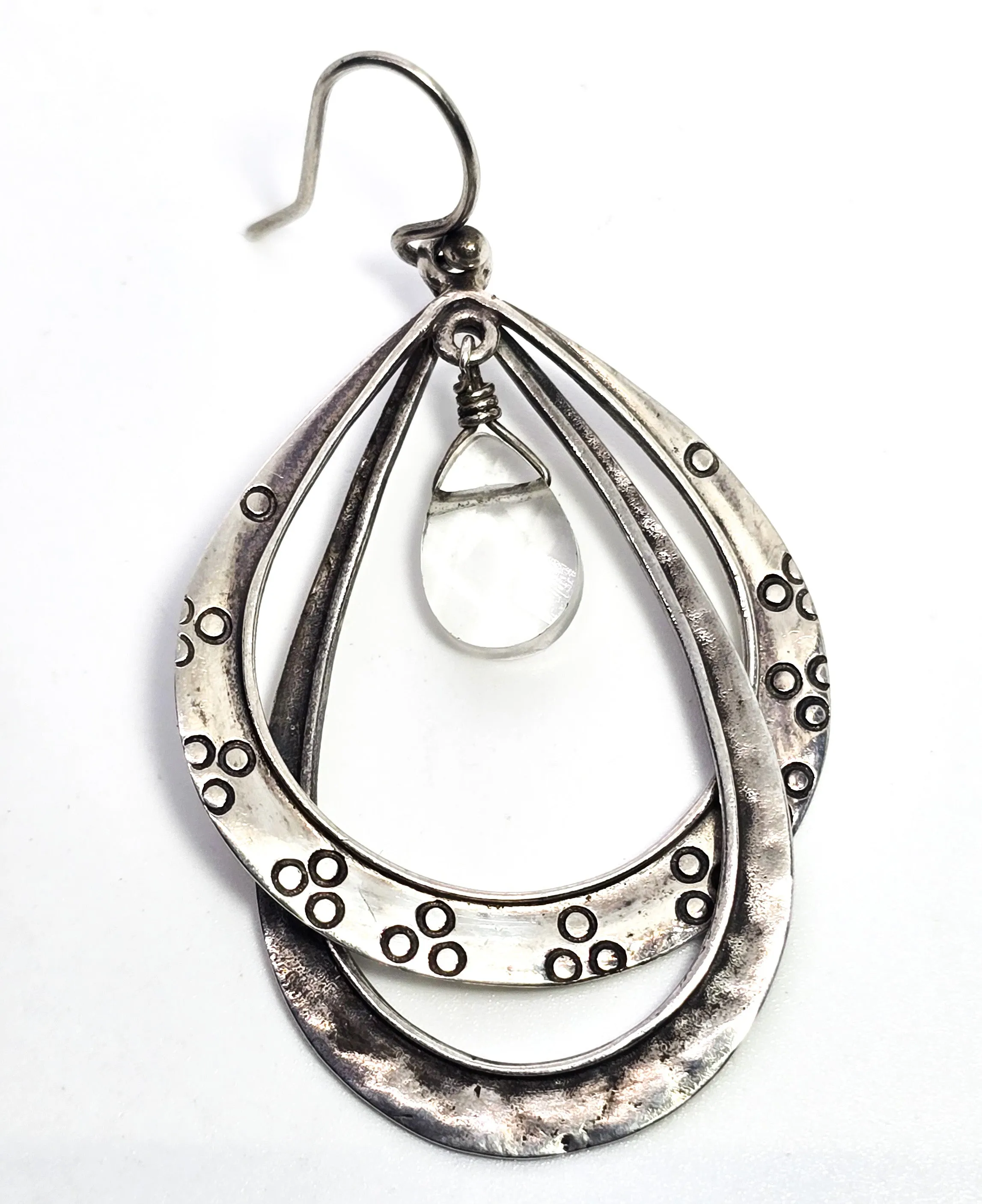 Silpada Silver & Glass Drop hoop sterling silver Earrings W1681 Retired 2011