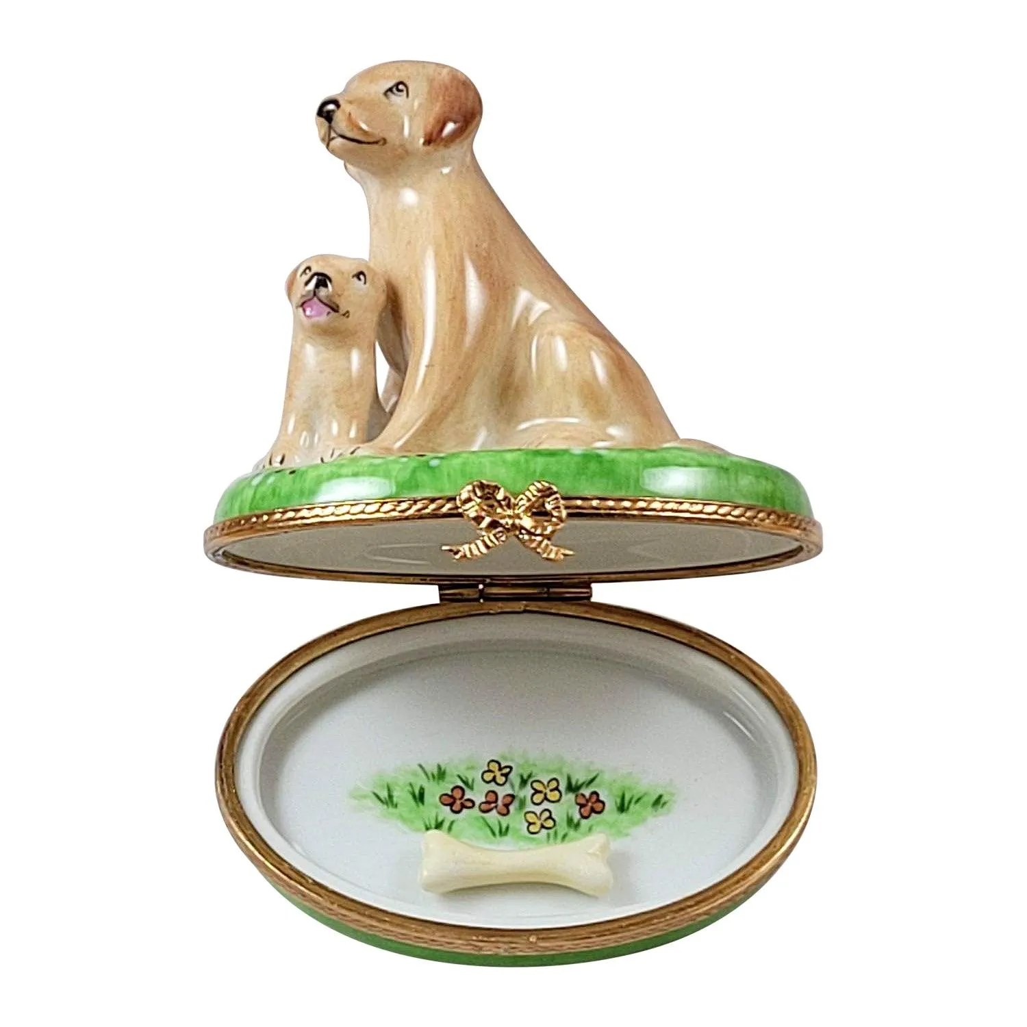 Sitting Yellow Lab with Removable Bone
