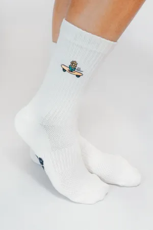 Skateboard Sunflower Knit Crew Sock by Loindaflow