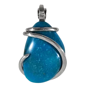 Sleeping Beauty Turquoise Handmade Stone Pendant Wrapped in Silver