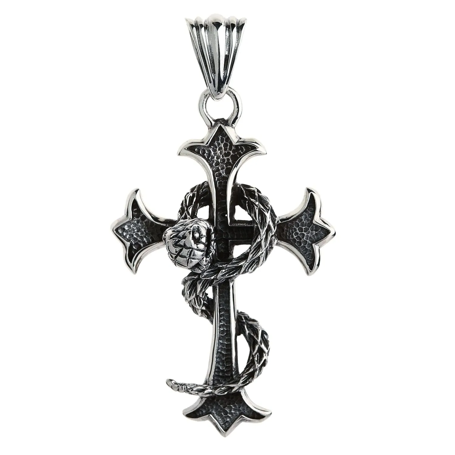 Snake Cross 925 Sterling Silver Gothic Pendant