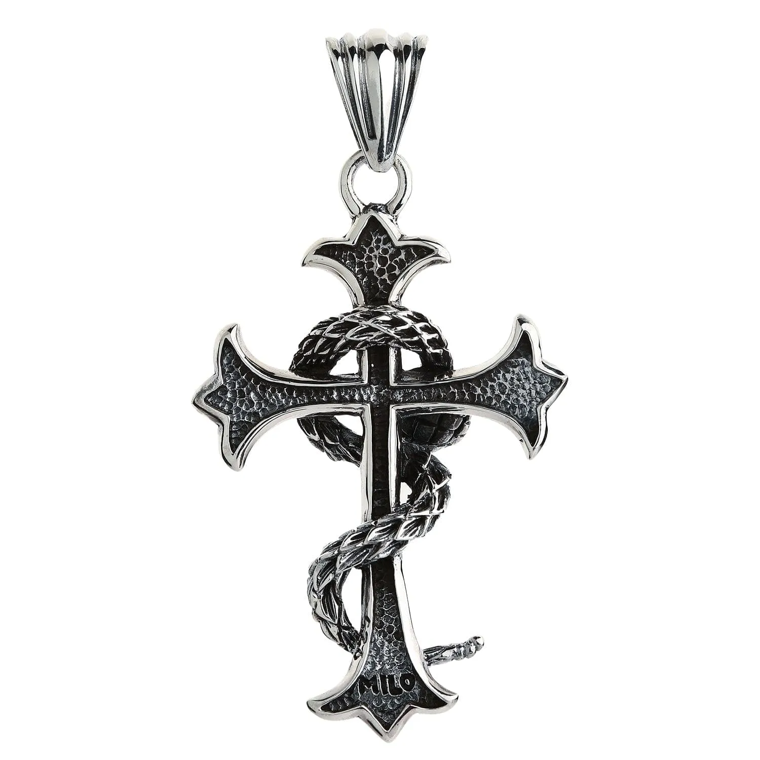 Snake Cross 925 Sterling Silver Gothic Pendant
