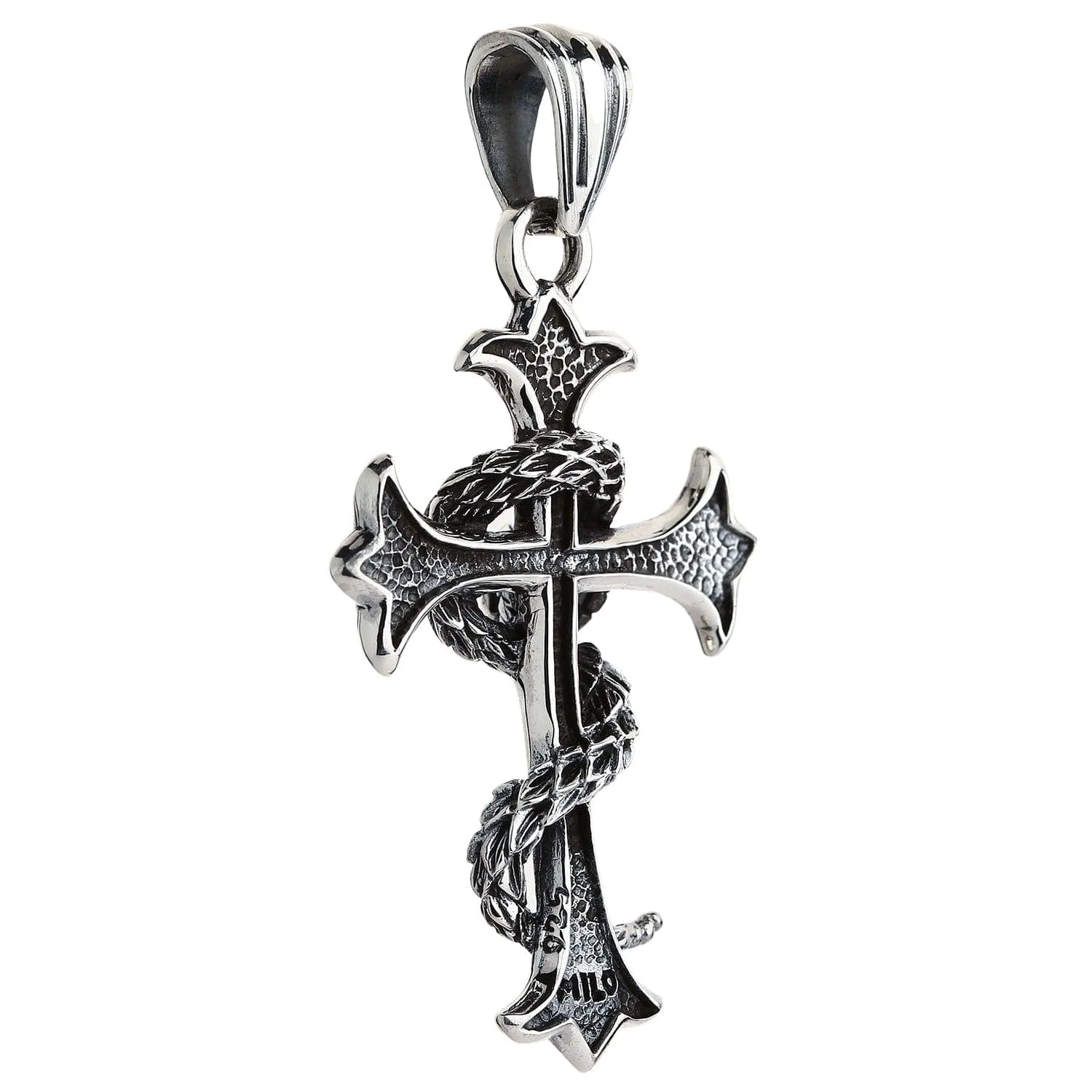 Snake Cross 925 Sterling Silver Gothic Pendant