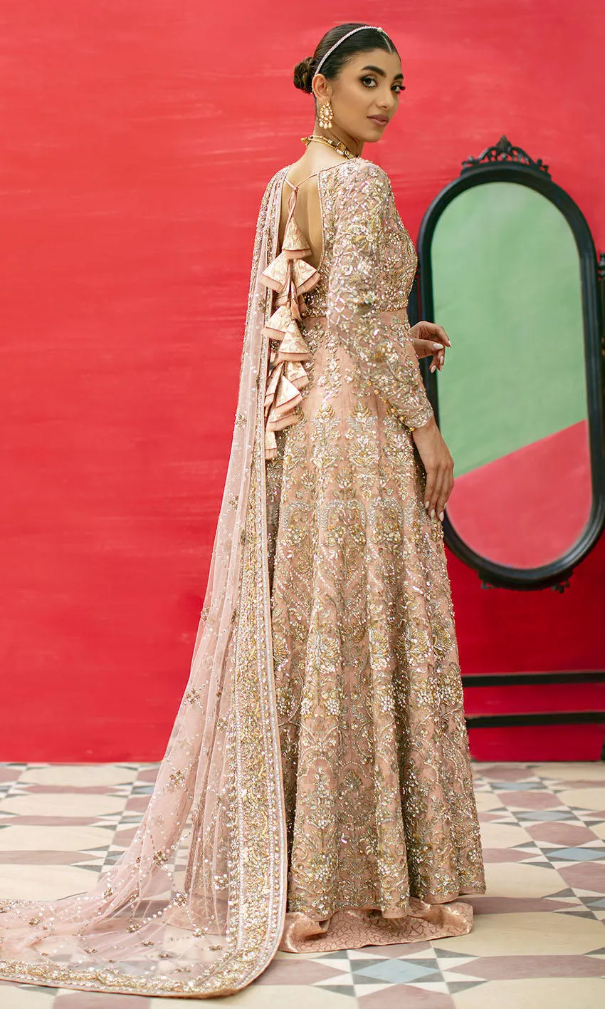 Soft Pink Pakistani Bridal Dress in Pishwas Frock Style