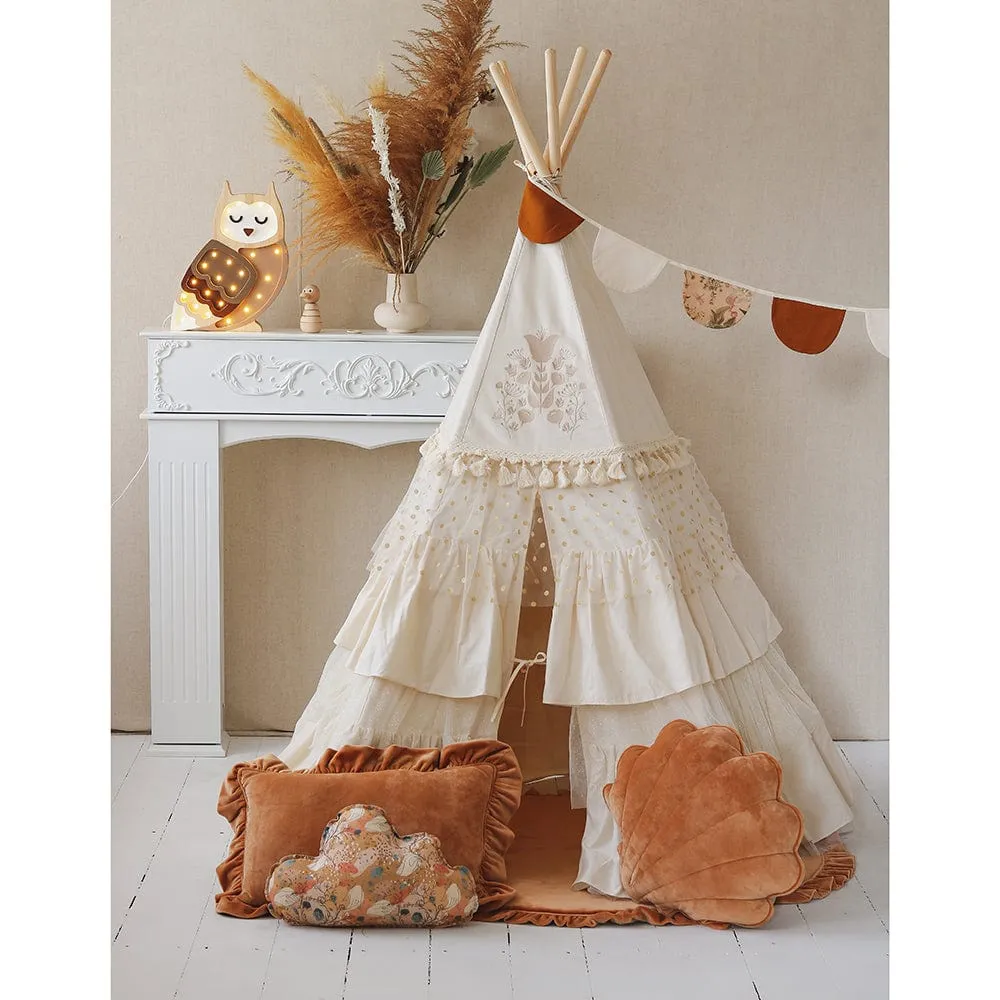 Soft Velvet Mat With Frill - Caramel