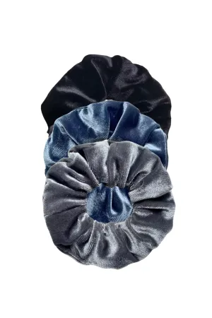 SPORT.LES Velvet Scrunchie 3 Pack Grey/Blue