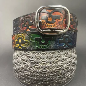 Stamped Leather Belt - Grateful Repeating Large Stealie