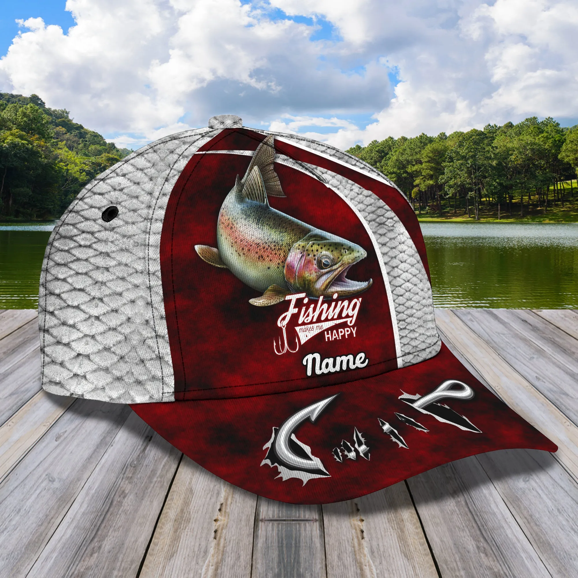 Steelhead  Fishing- Personalize Name Cap  - Loop - Ntp-245