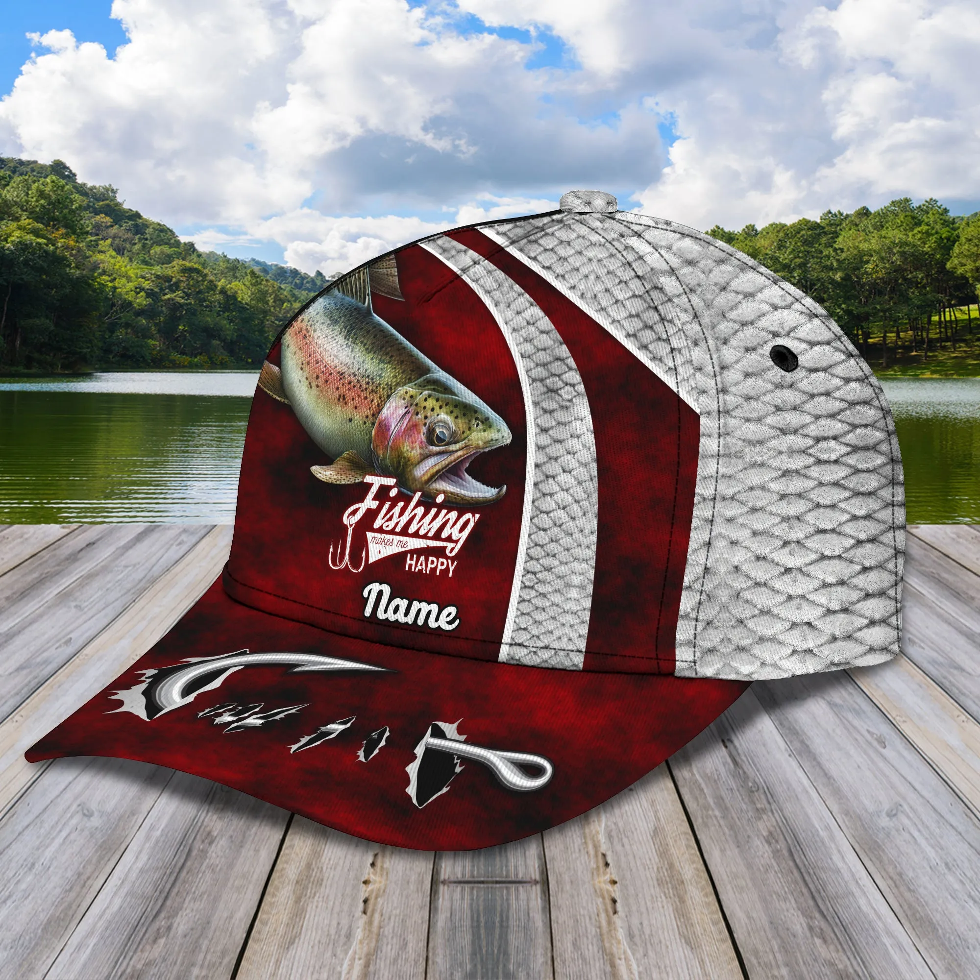 Steelhead  Fishing- Personalize Name Cap  - Loop - Ntp-245