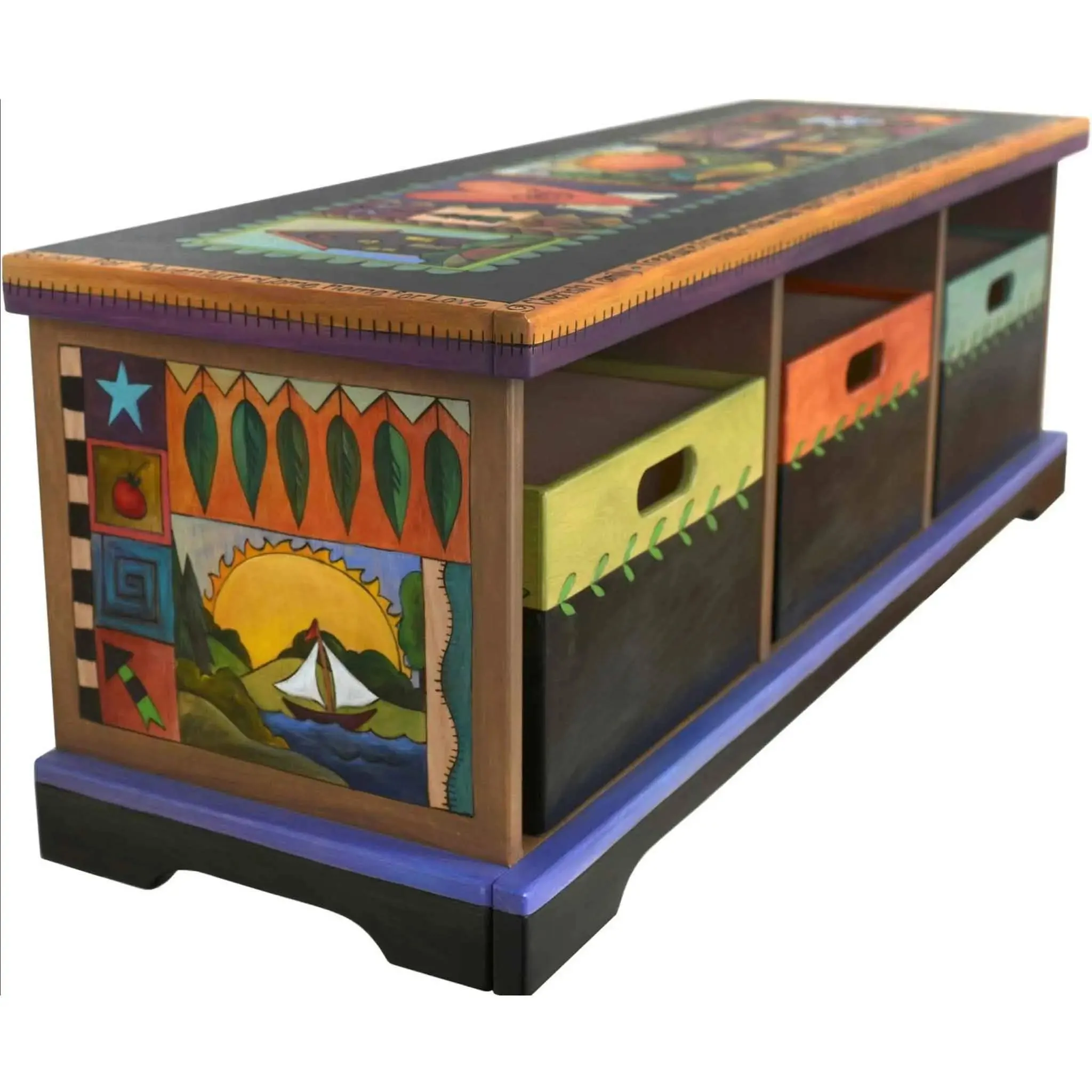 Storage Bench with Boxes by Sticks BEN036