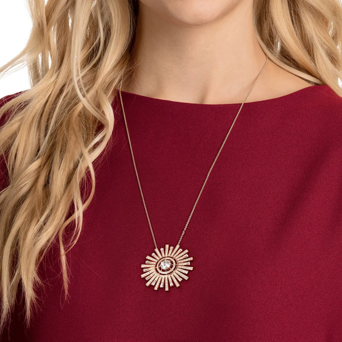 Sunshine Large White Rose Gold Plating Pendant Necklace
