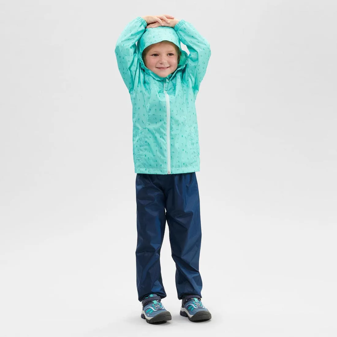 Surpantalon de randonnée imperméable enfant 2-6 ans, MH100 bleu noir