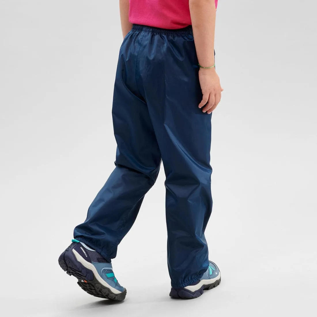 Surpantalon de randonnée imperméable enfant 2-6 ans, MH100 bleu noir