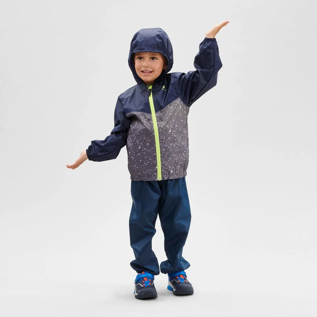 Surpantalon de randonnée imperméable enfant 2-6 ans, MH100 bleu noir