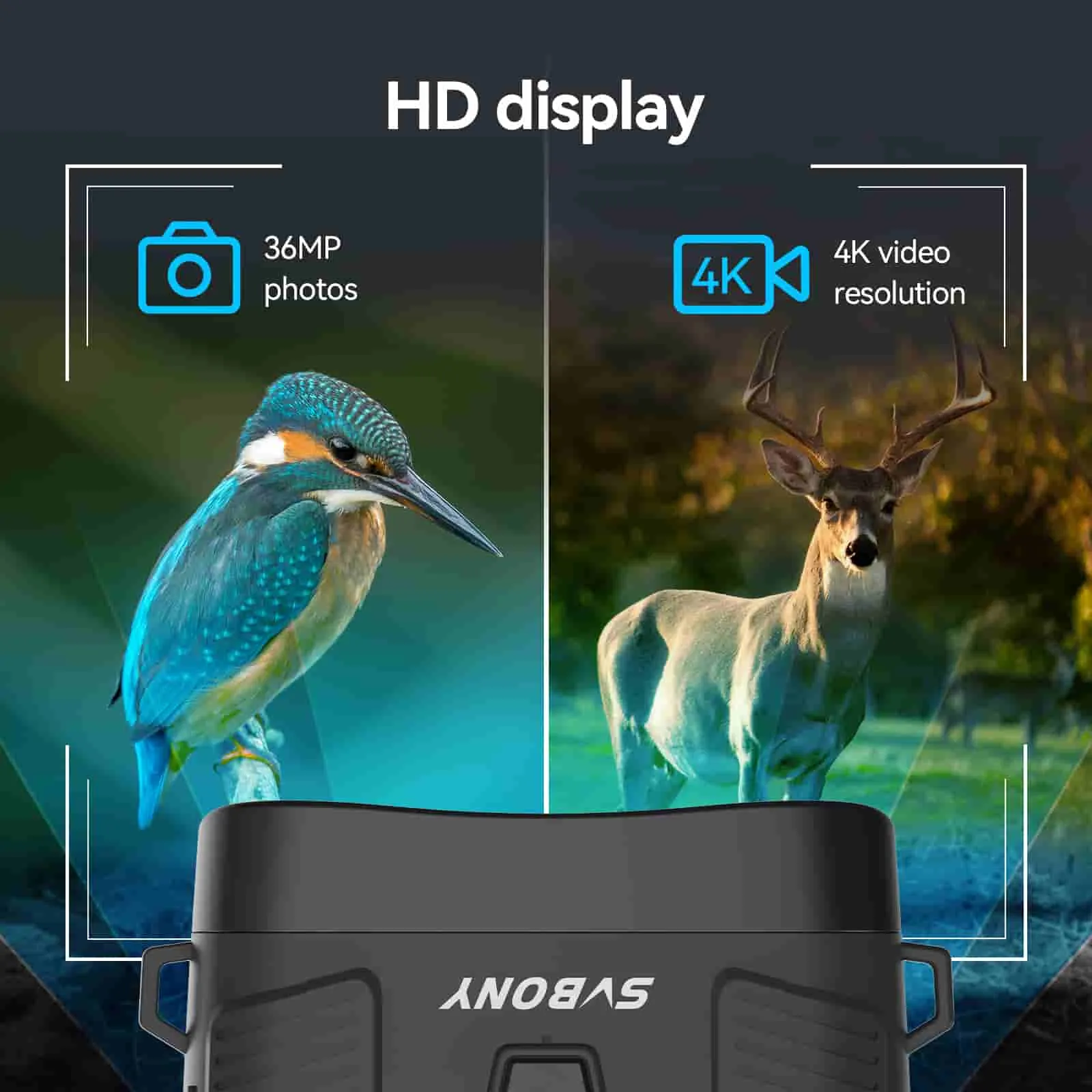 Svbony SA206 Night Vision Goggles Binoculars 4K Digital Infrared for Hunting, Bird Watching, Wildlife Observation, Night Fishing Camping - F9394A