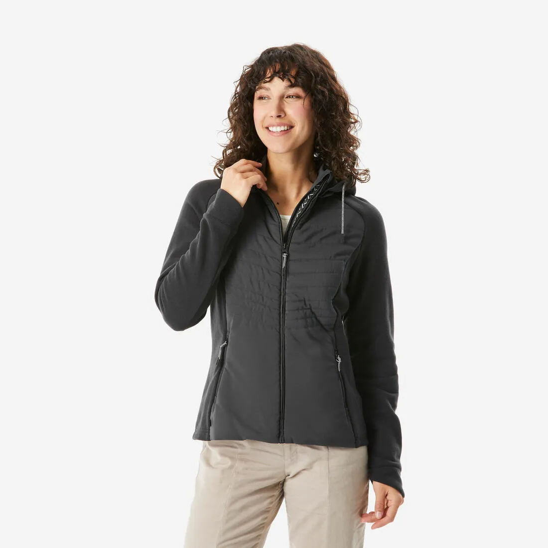 Sweat à capuche de randonnée femme, NH500 Hybrid