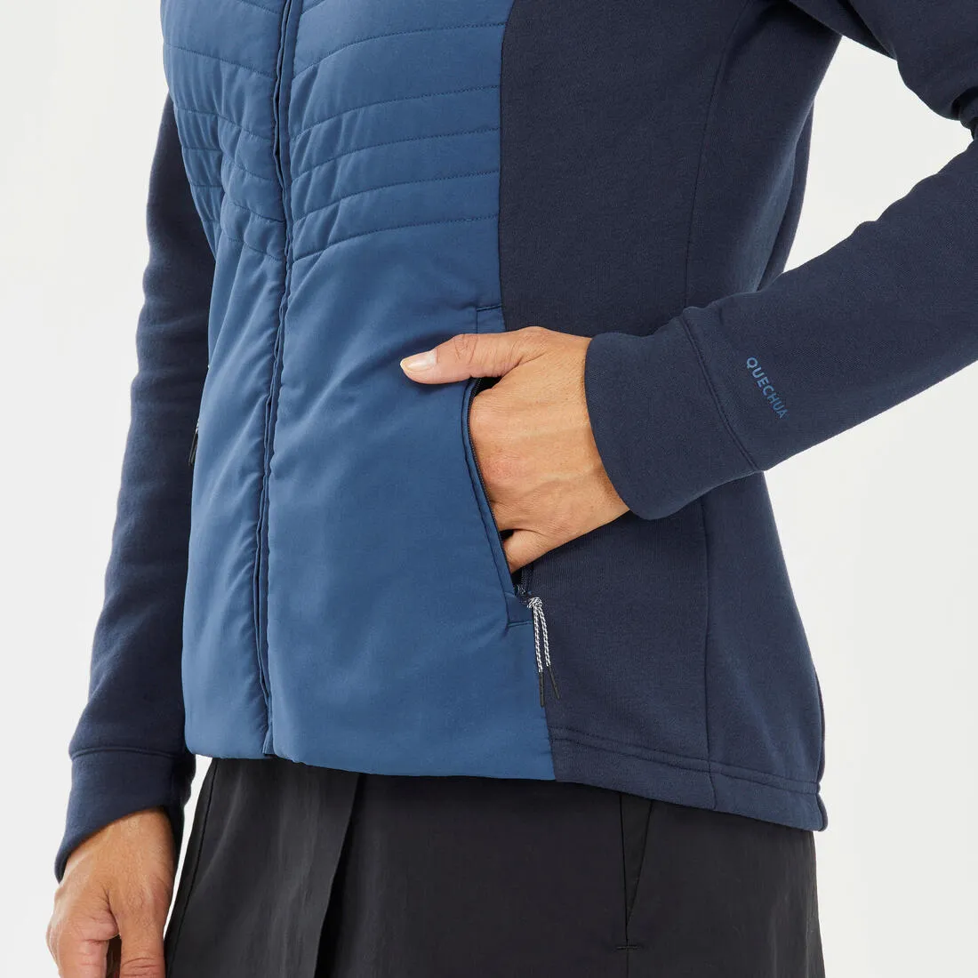 Sweat à capuche de randonnée femme, NH500 Hybrid