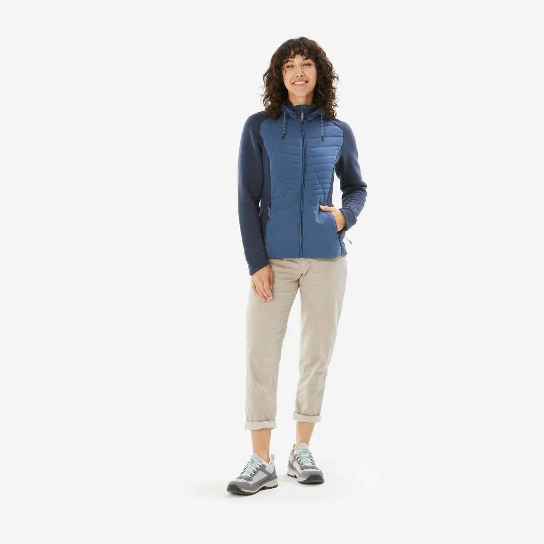 Sweat à capuche de randonnée femme, NH500 Hybrid