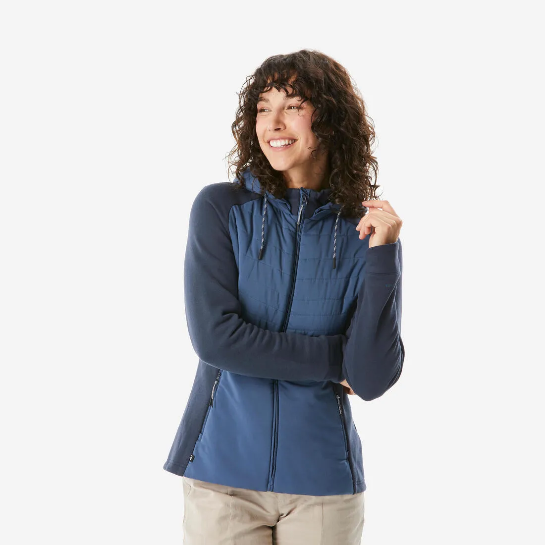 Sweat à capuche de randonnée femme, NH500 Hybrid