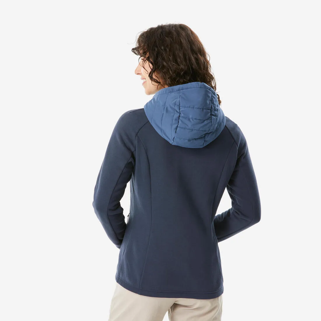 Sweat à capuche de randonnée femme, NH500 Hybrid