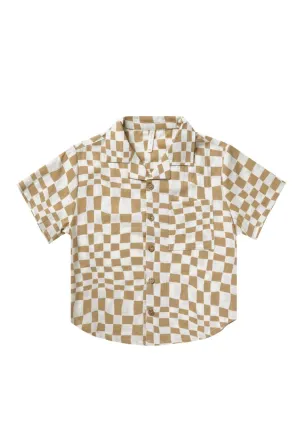 The Lapel Collar Shirt by Rylee   Cru - Sand Check - KIDS