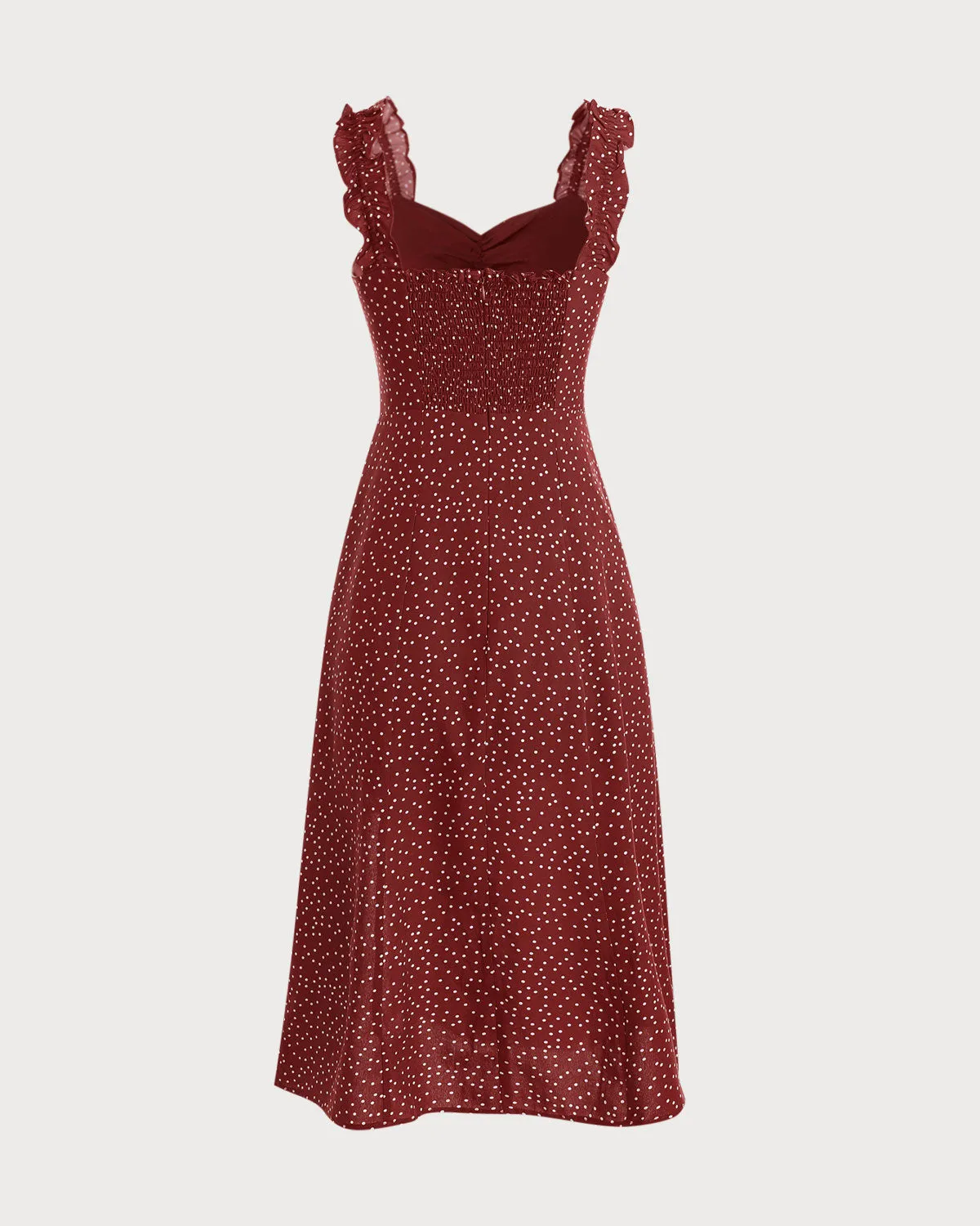The Red Frill Trim Side Split Midi Dress