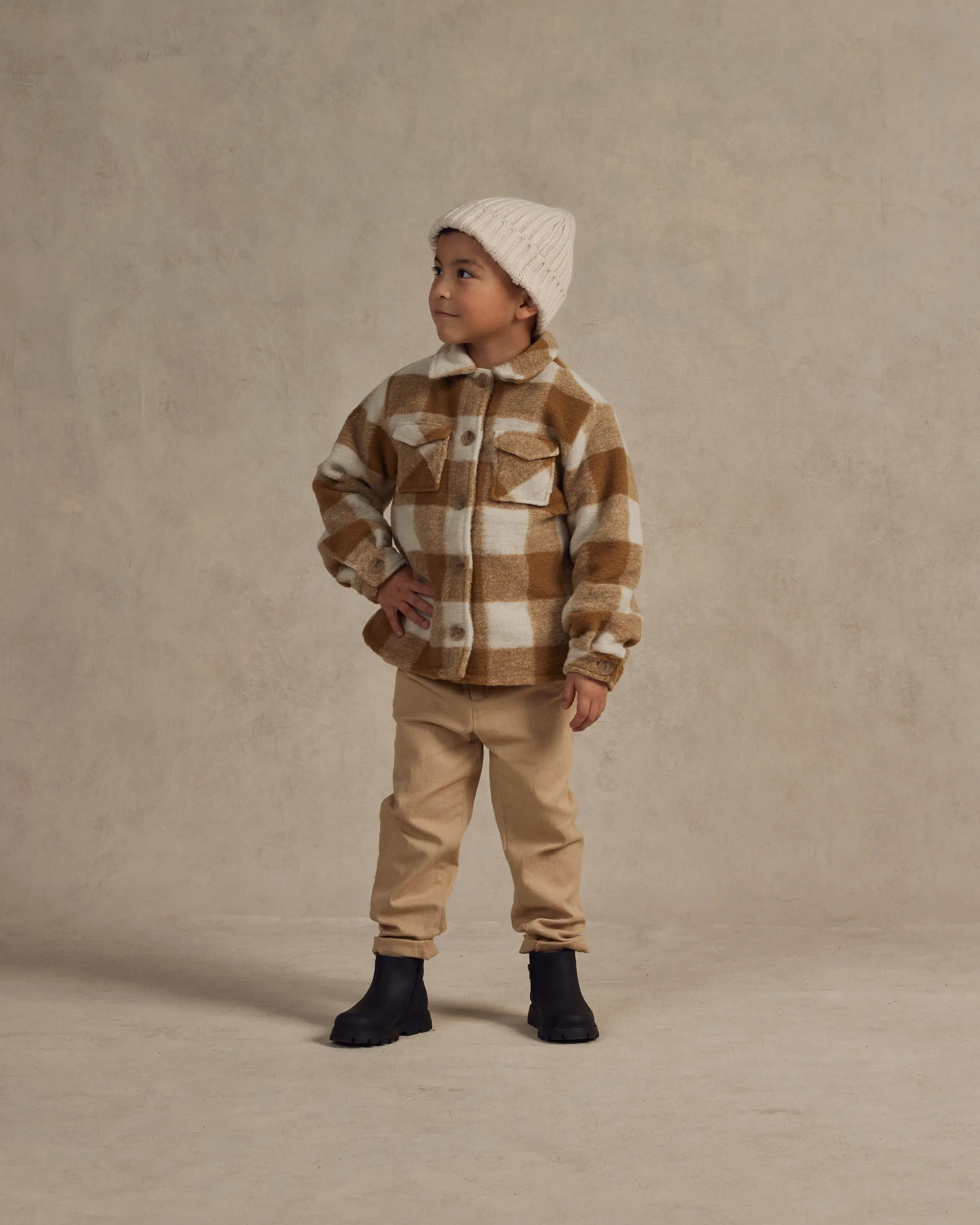 The Shearling Chore Coat by Rylee   Cru - Brass Checker - KIDS