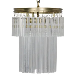 Toby Chandelier, Antique Brass and Crystal