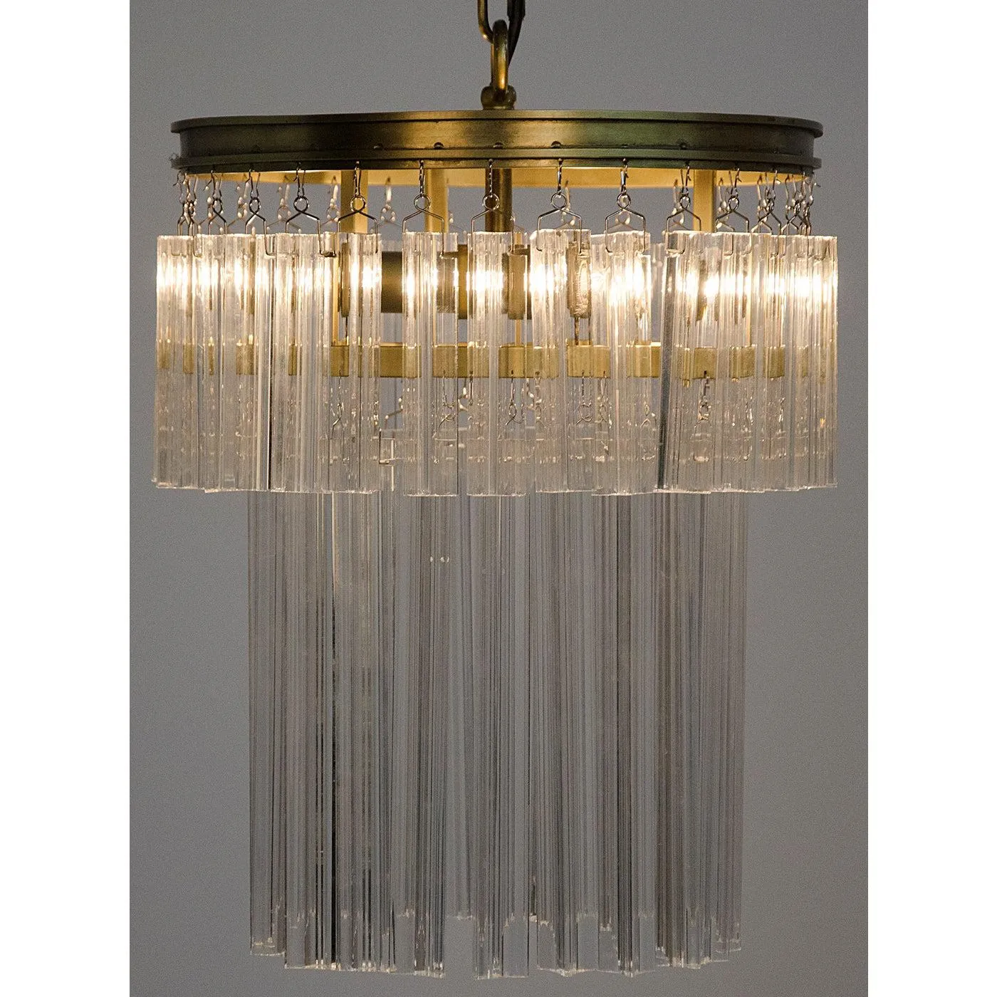 Toby Chandelier, Antique Brass and Crystal